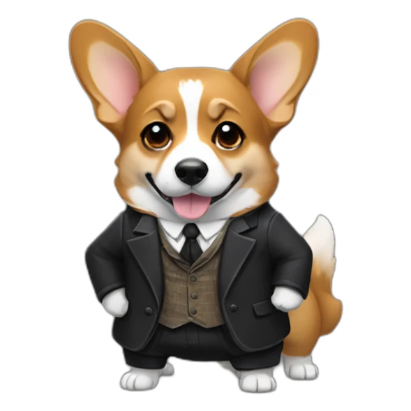 Corgi negro con traje de Sherlock holmes sticker
