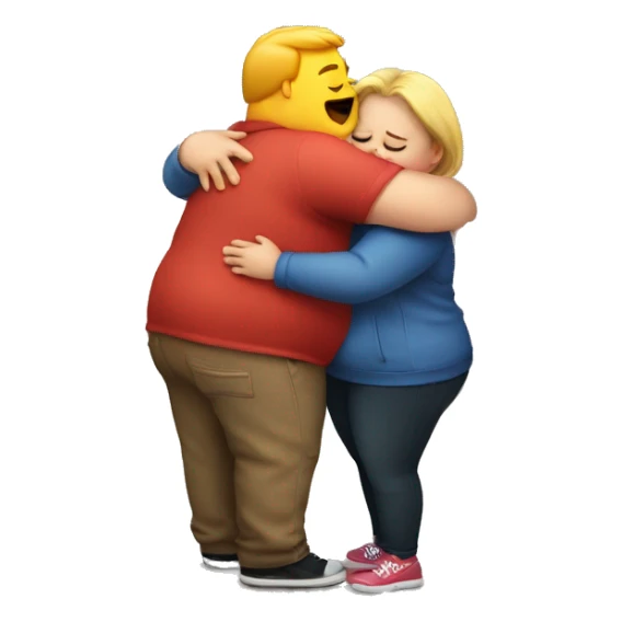 Fat boy hug slim girl sticker
