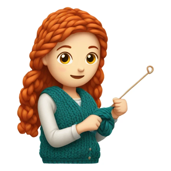Red headed woman knitting  sticker