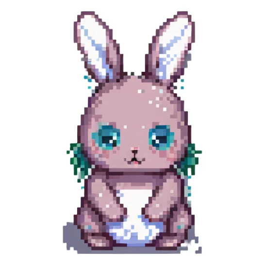 crying baby rabbit, pixel art style sticker