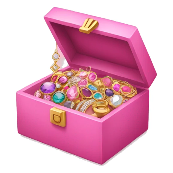 Pink box filled with jewelry  sticker