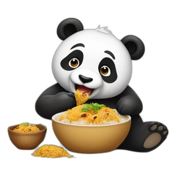 Panda eating chicken biriyani  sticker