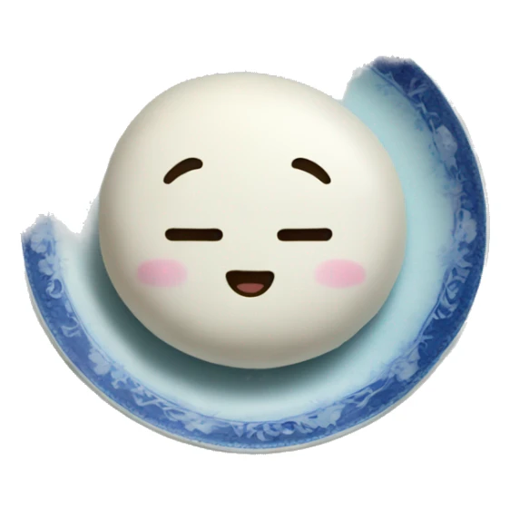 mochi on a blue china plate sticker