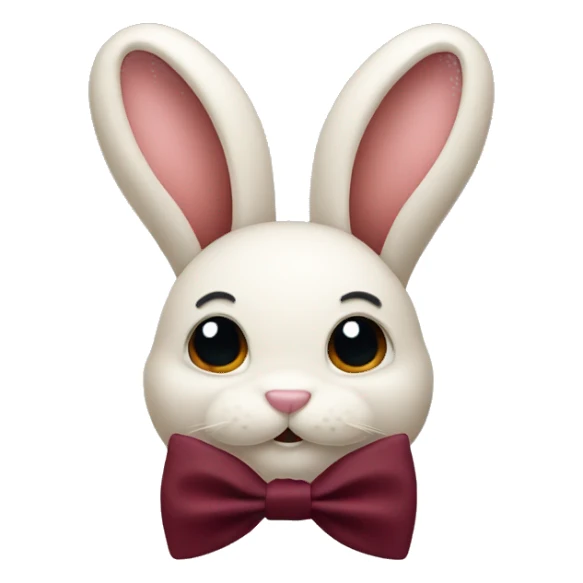 Crème bunny. Burgundy bow tie sticker