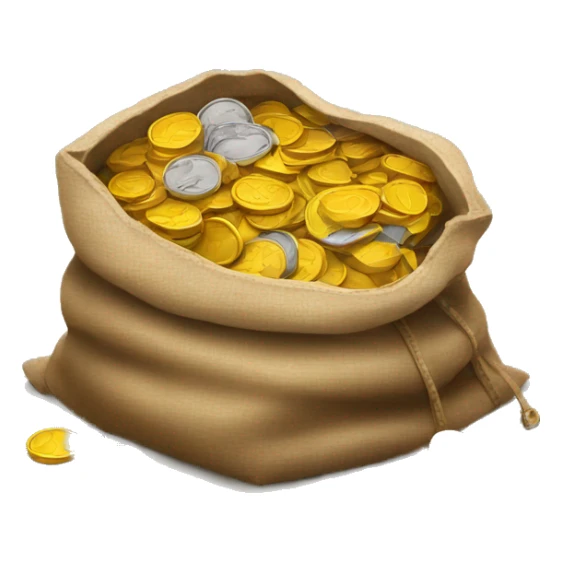 old open bag full of coins sticker