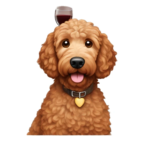 toasting red wine brown golden doodle sticker