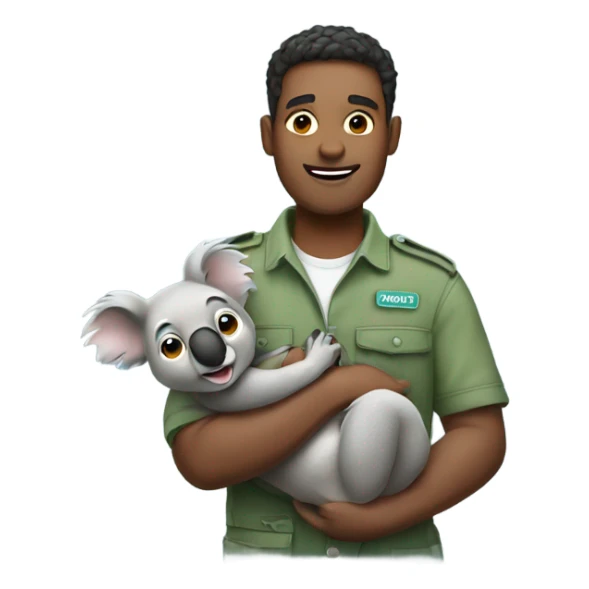 Male zookeeper holding koala sticker