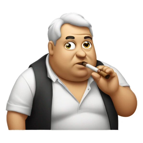 fat lazy guy smoking cigar sticker