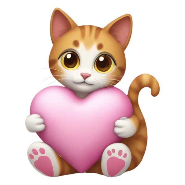 cat hugs toy heart sticker