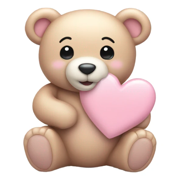 light pink teddy bear holding a heart smiling sticker