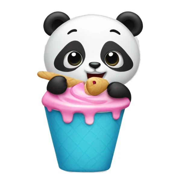 Panda eating ice cream sticker