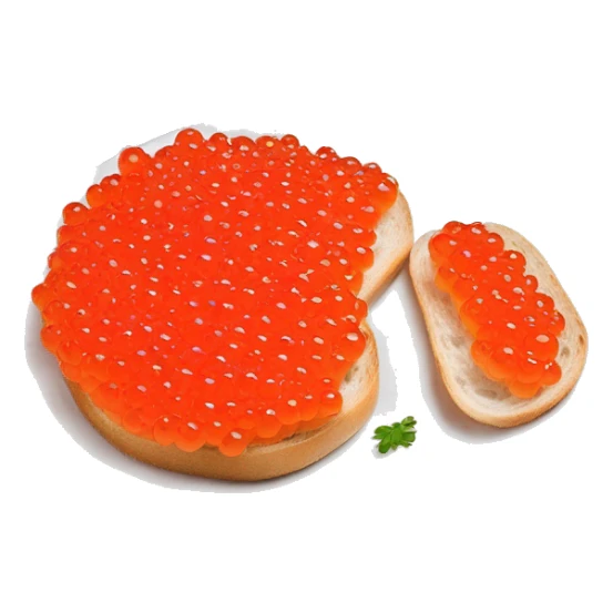 Red caviar on sourdough bread Russian style appetizer  sticker