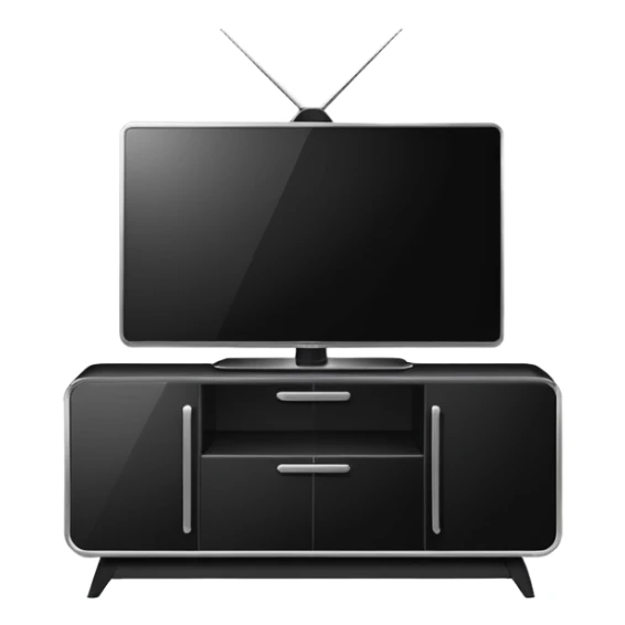 modern tv standing on a super luxurious white cupboard sticker