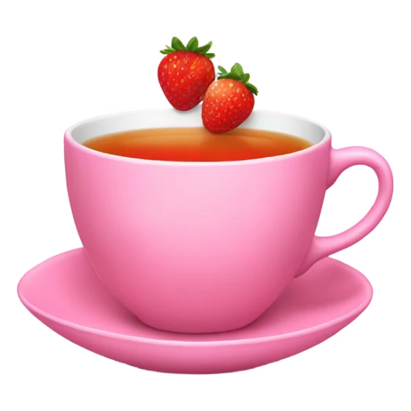 Pink tea cup filled with strawberry tea sticker