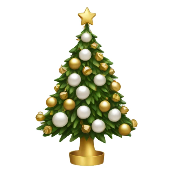 Christmas tree with white and gold decorations sticker