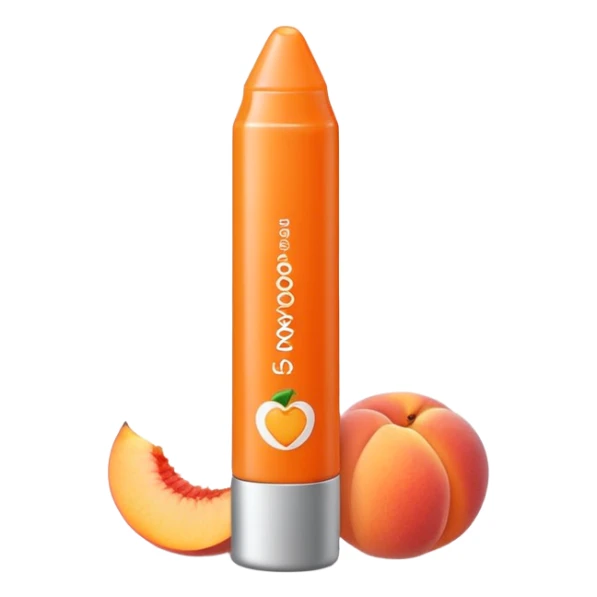 Peach-flavored, tubular lip balm sticker