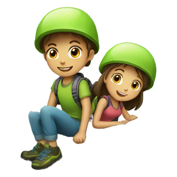 Girl and a boy climbing mountain  sticker