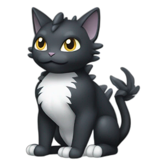 Sitting-Black-and-White-face-cat-dragon-type-pokemon sticker