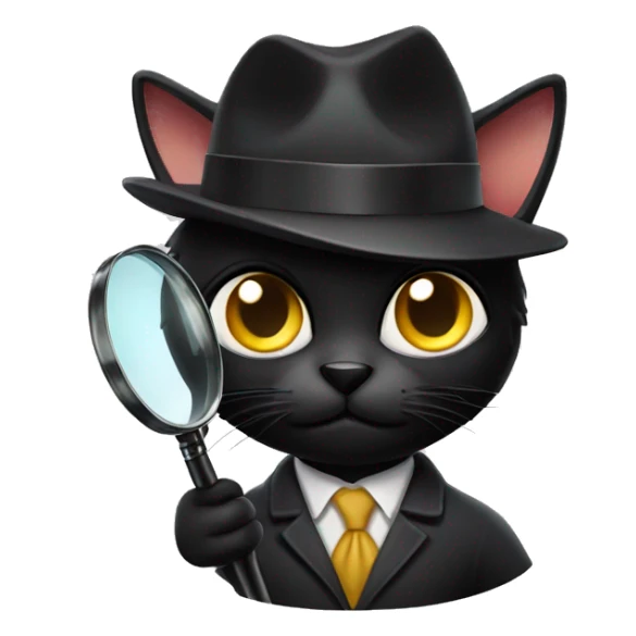 Black cat detective with magnifying glass  sticker