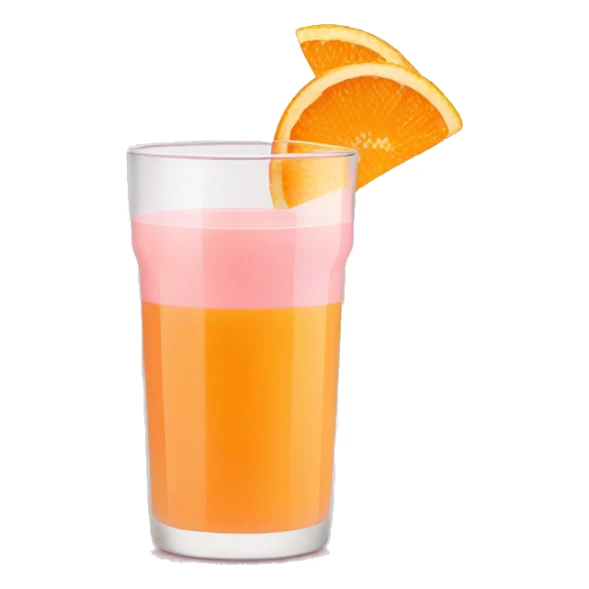 orange juice in a light pink glass sticker