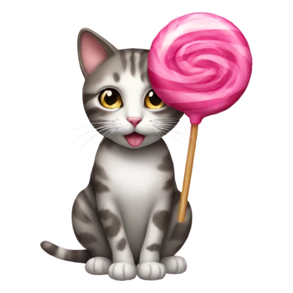 a cat with a pink lollipop  sticker