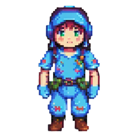 gamer character, pixel art style, retro video game vibe sticker