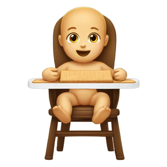 Baby eating graham cracker sticker