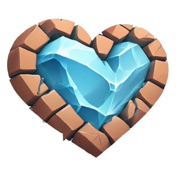 Broken stone frozen heart with bricks around sticker
