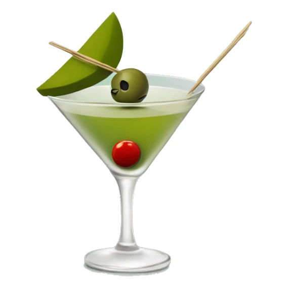 Dirty martini with olive on toothpick sticker