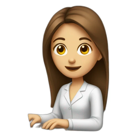 programmer girl with brown hair working on computer sticker