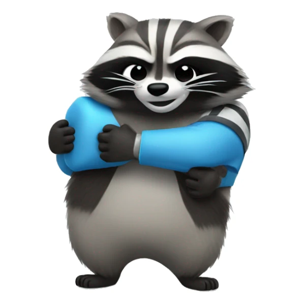 raccoon hugs ice cube sticker