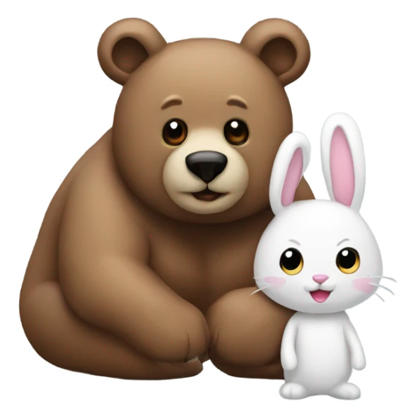 Bear and bunny emoji mixed sticker