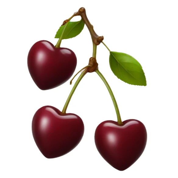 heart-shaped burgundy cherries on single stem sticker