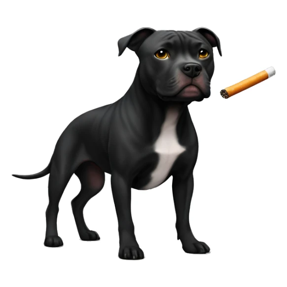 Pure Black pitbul with a cigarette sticker