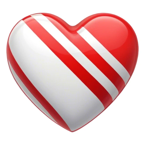 Glossy heart with athletic stripes going down the side sticker