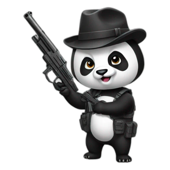 Panda with a gun iOS smiley style sticker
