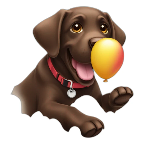 Happy-chocolate-labrador-playing-with-baloon sticker