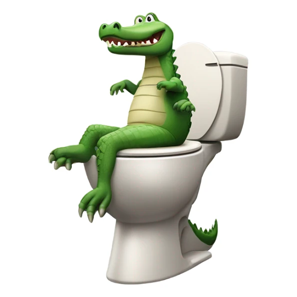 Crocodile pooping in toilet sticker