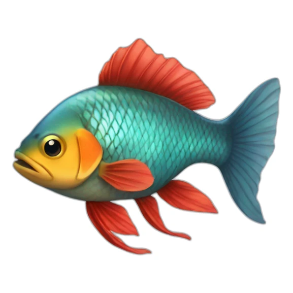 fish with red long hair sticker