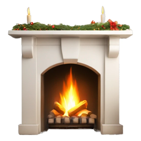 White asthetic clean Christmas fireplace  sticker