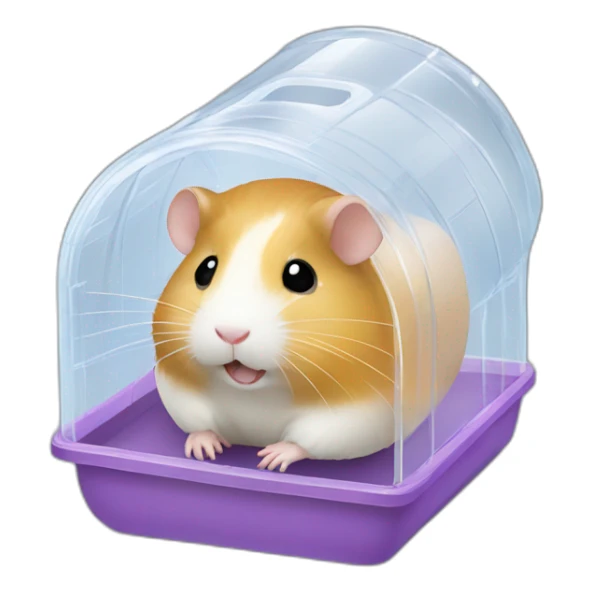 Hamster in clear plastic cage with clear plastic tunnels sticker