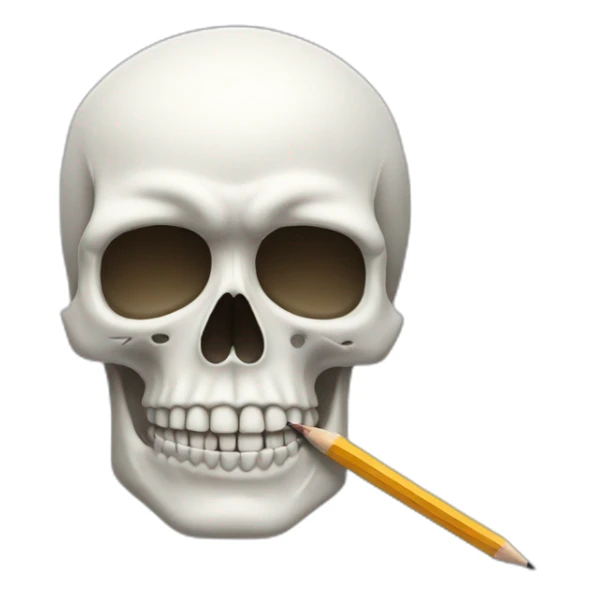 white skull with pencil moustache sticker