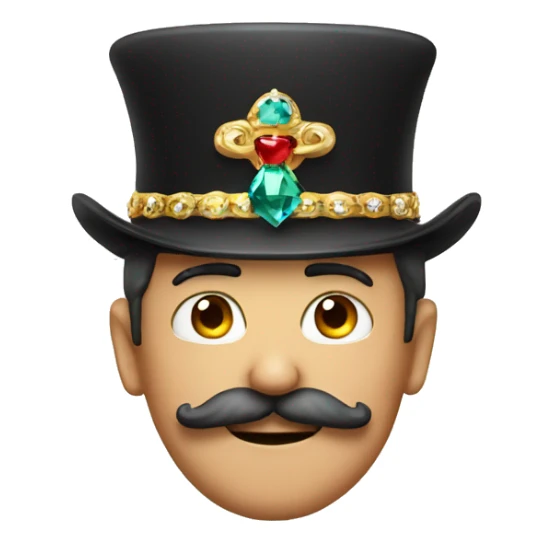 man with moustache and jewel hat sticker