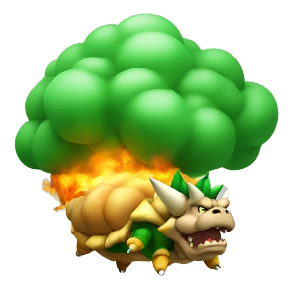 bowser farting a big green cloud sticker