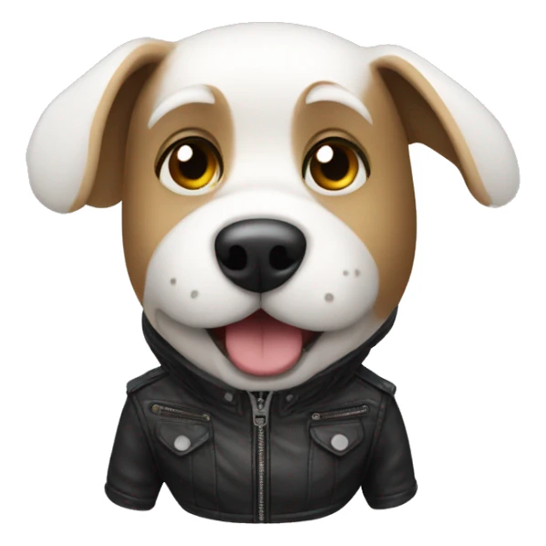 white dog wearing a leather jacket  sticker