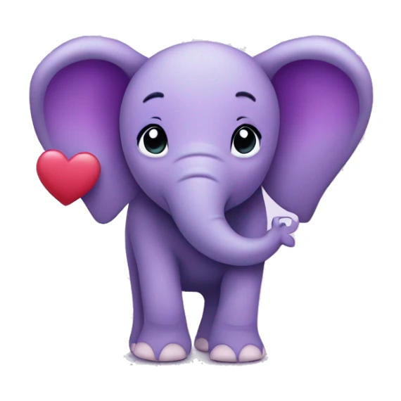 Purple elephant with hearts ￼ sticker