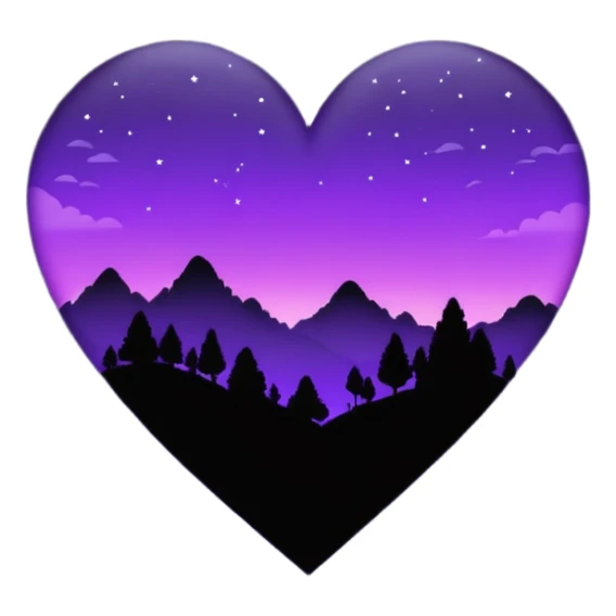 emo heart with night sky and purple haze sticker