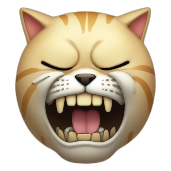 big fat cat crying in terror body skull sticker