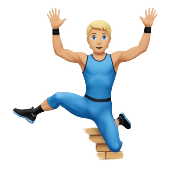 Blonde stuntman with blue eyes jumping over a wall sticker