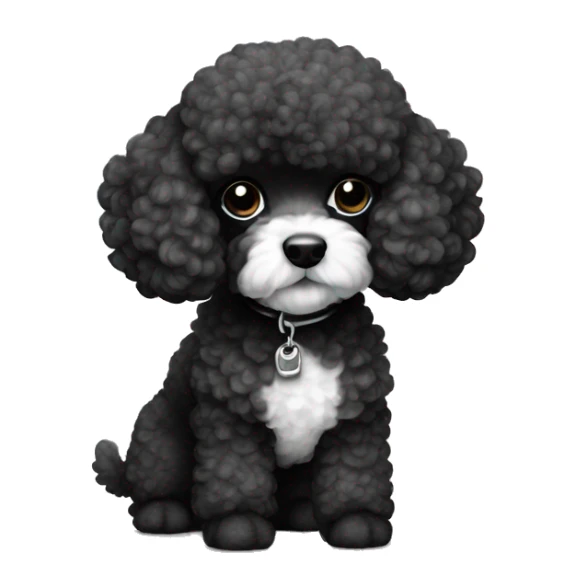 half Black and white toy poodle sticker